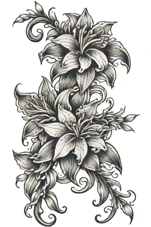 Tuberose lei vine intertwined with Kalani in the middle of it tattoo design idea