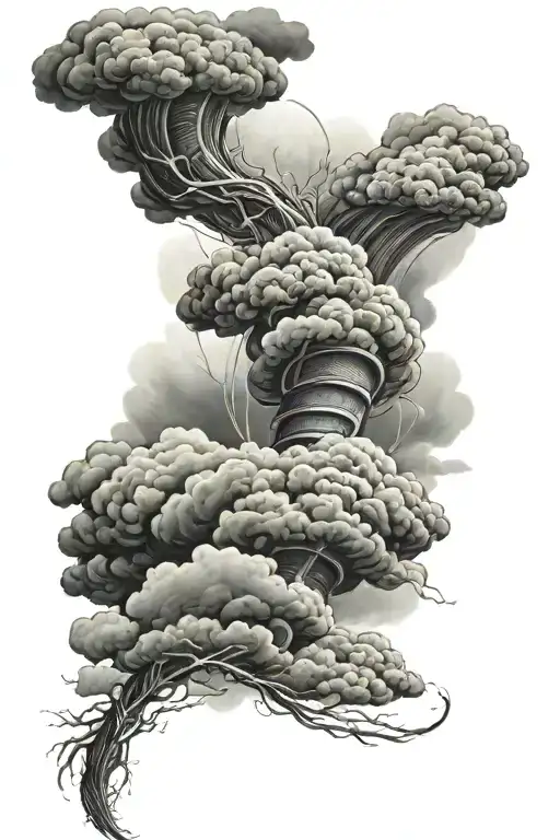 tornado and storm clouds tattoo design idea