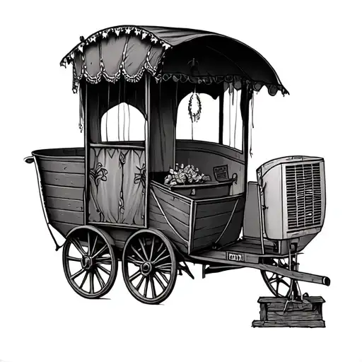 Gypsy caravan with air conditioner  tattoo design idea