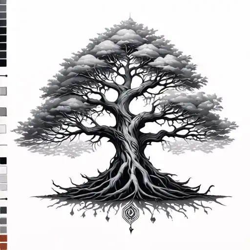 Yggdrasil tree mit 2raben tattoo design idea