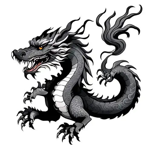 china dragon with big tail wrapped tattoo design idea