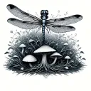 dragonfly sacred geometry tree and mushrooms growing tattoo design idea