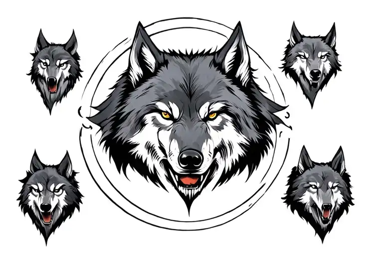 Viking style circle with 3 wolf heads from Triskel tattoo design idea