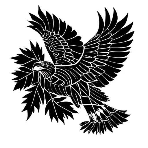 Golden Eagle bright fall leaves tattoo design idea
