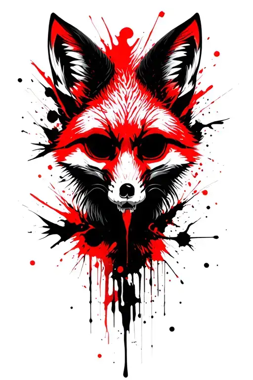 Fox's outline with birds and skull tattoo design idea