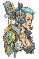 cyberpunk 2077 style tattoo design idea