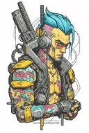 cyberpunk 2077 style tattoo design idea