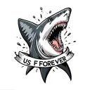 "us forever " hammer head shark tattoo design idea