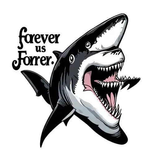 "us forever " hammer head shark tattoo design idea