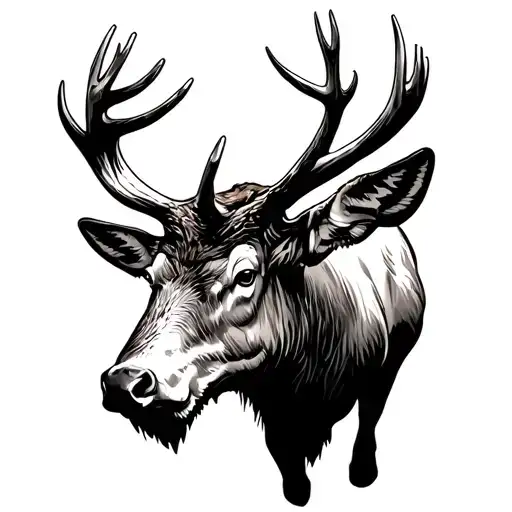 bull elk bugling tattoo design idea