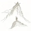 a king standing on top of a mountain tattoo design idea