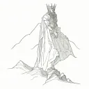 a king standing on top of a mountain tattoo design idea