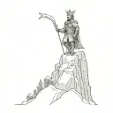 a king standing on top of a mountain tattoo design idea