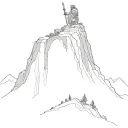 a king standing on top of a mountain tattoo design idea