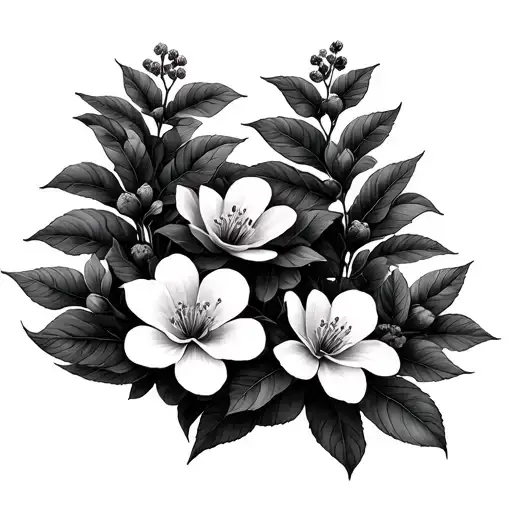 North Carolina ocean, dogwood flowers tattoo design idea