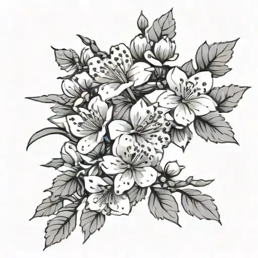 sakura flowers berry bush tattoo design idea