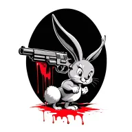 minimalist tweety shoots bugs bunny with a gun and blood spreads all over tattoo design idea