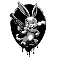 minimalist tweety shoots bugs bunny with a gun and blood spreads all over tattoo design idea