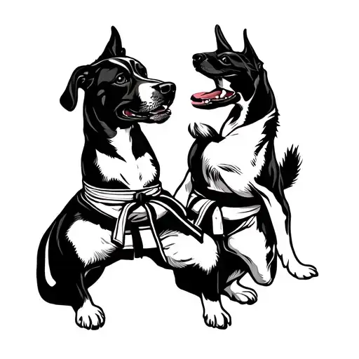 Karate athelet and dog lover tattoo design idea