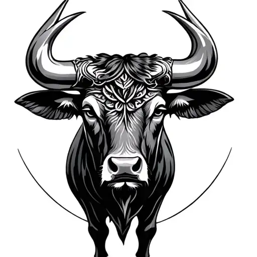 Shape pea and astrological sign bull tattoo design idea