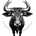 Shape pea and astrological sign bull tattoo design idea