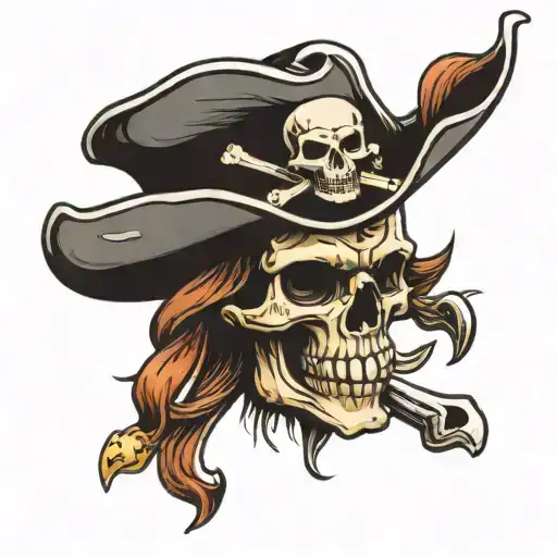 jolly roger cowboy hat tattoo design idea