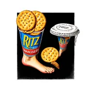 Ritz cracker as a brand ankle tattoo tattoo design idea