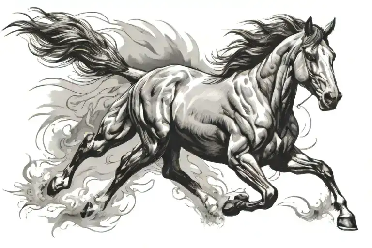 horse running tattoo design idea