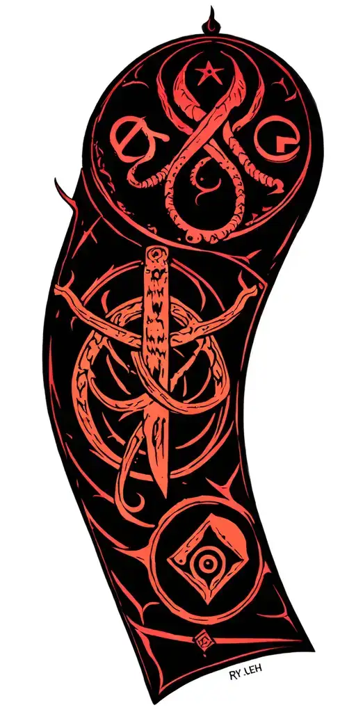 Cthulhu Mythos Symbols, the Elder Sign, Ry'leh, Necromomicon Symbol tattoo design idea