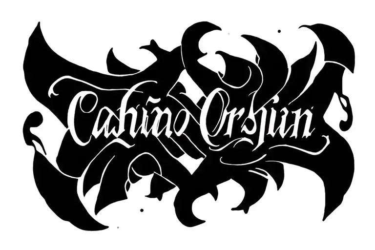 blend two names intertwined tribal style tattoo Caspian Emilio Orsini and Carlos Emilio Orsini tattoo design idea
