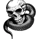skull with evil snake tattoo tattoo design idea
