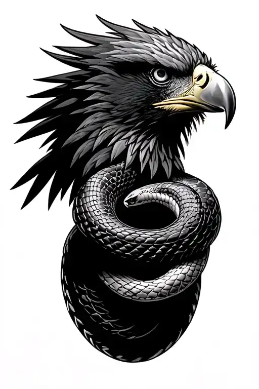 Snake and eagle tattoo design idea