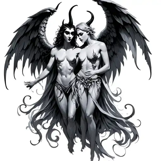 devil and angel tattoo design idea