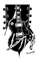 Les Paul Guitar with skeleton hand tattoo design idea