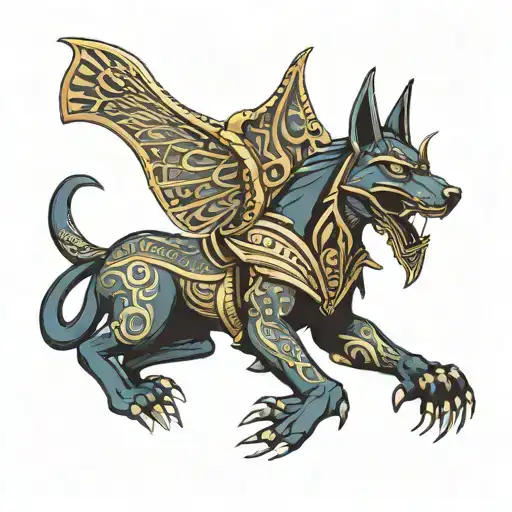 Anubis with scales tattoo design idea