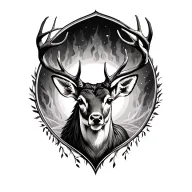 deer head surrounded tattoo design idea