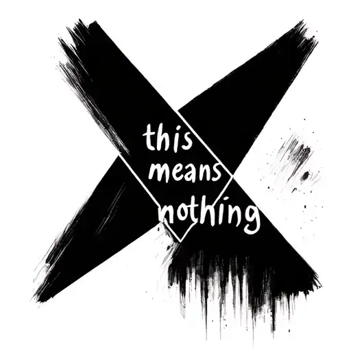 A minimalist triangle made from three words: 'this', 'means', 'nothing'. Each word forms one side of the triangle instea tattoo design idea