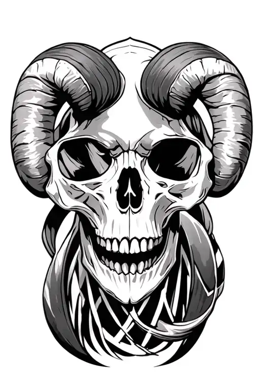 aries skull tattoo design idea