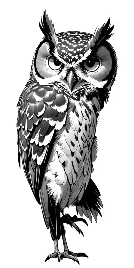 cynical owl looking back at you don't tattoo design idea