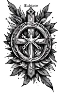"Ecclesiastes" alpha and omega symbol and christian cross tattoo design idea