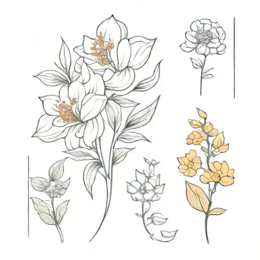may July and November birth flower bouquet tattoo design idea