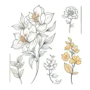 may July and November birth flower bouquet tattoo design idea
