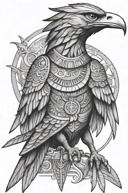 bird people egyptian god tattoo design idea