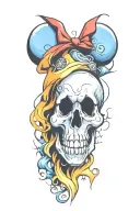 Mickey Mouse skull tattoo design idea