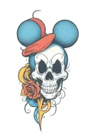 Mickey Mouse skull tattoo design idea