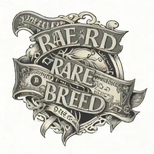 Words that say “rare breed” with money in the background  tattoo design idea