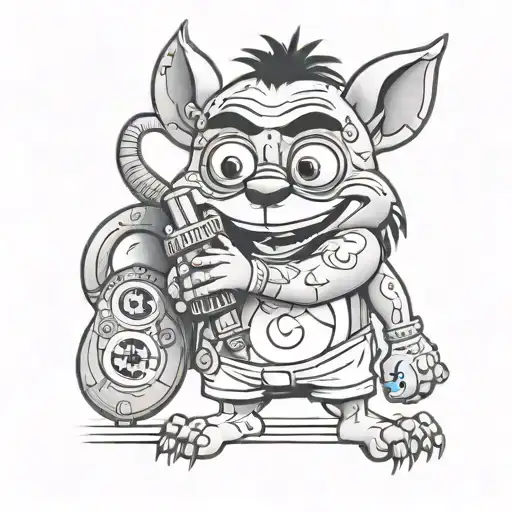 taz manian devil holding a minion doll tattoo design idea