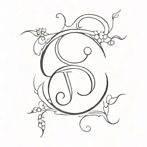 the letters C D J B combined together tattoo design idea
