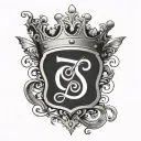 letter "S" wearing a crown with a heart beat line tattoo design idea