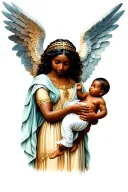 African American angel holding a baby tattoo design idea